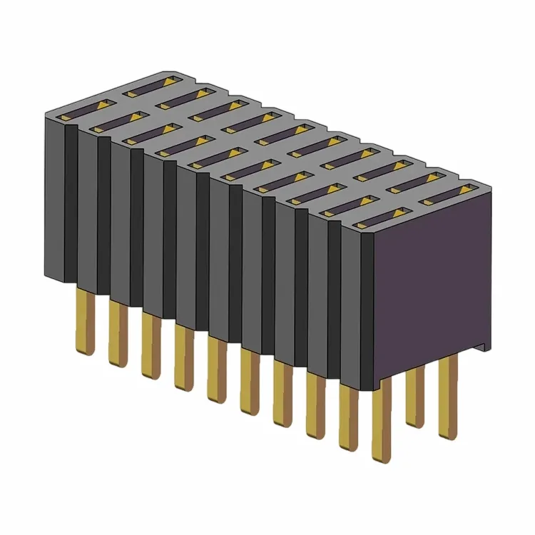 Złącze żeńskie 1,27 x 2,54 mm, dwurzędowe, zanurzenie o 180 stopni