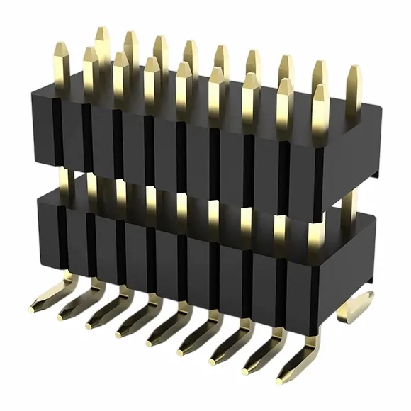 Listwa pinowa 1,27 x 2,54 mm Dwurzędowa, podwójna plastikowa SMT